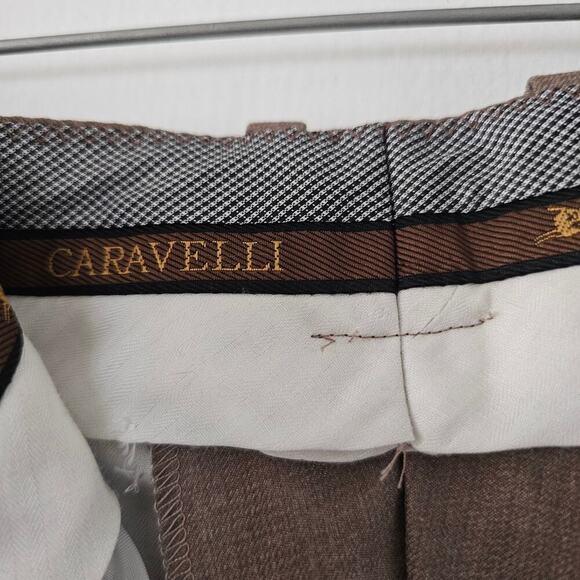 Men's Caravelli Pants Dress Slacks 99579 36L Brown Tan Flat Front Office Formal - Picture 8 of 8